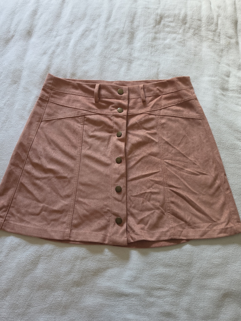 She + Sky Pink Button-Front Mini Skirt
